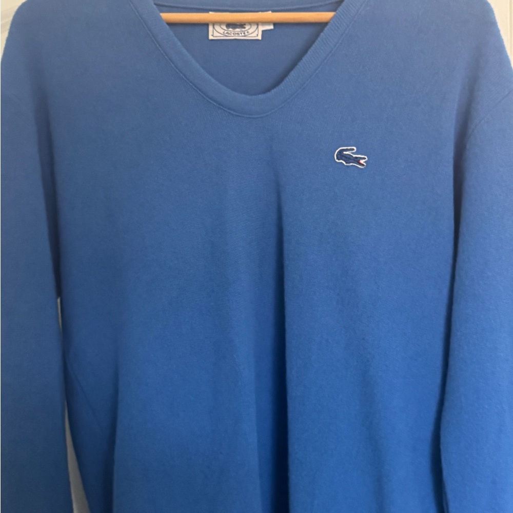 Lacoste Blue Knit V-Neck Sweater
